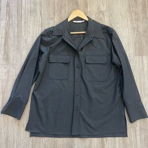 Zara Charcoal Gray Utility Button Down Shirt Size M